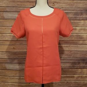 CALVIN KLEIN Tangerine Short Sleeve Blouse - XSmal